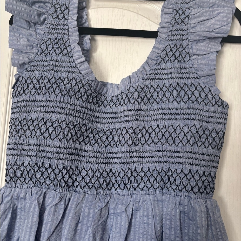 Pomander Place Elegant Blue Gathered Dress - Picture 8 of 11